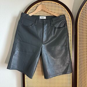 NWT Agolde Black Leather Jorts Low Rise Marker Sz 27
